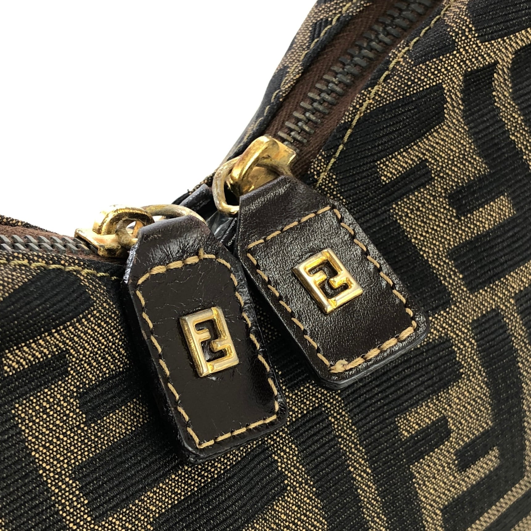 FENDI フェンディ ズッカ ダブルファスナー ホーボー ジャガード
