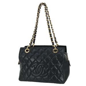 Used CHANEL シャネル PTTチェーントート A18004 マトラッセ ブラック キャビアスキン 2008年製