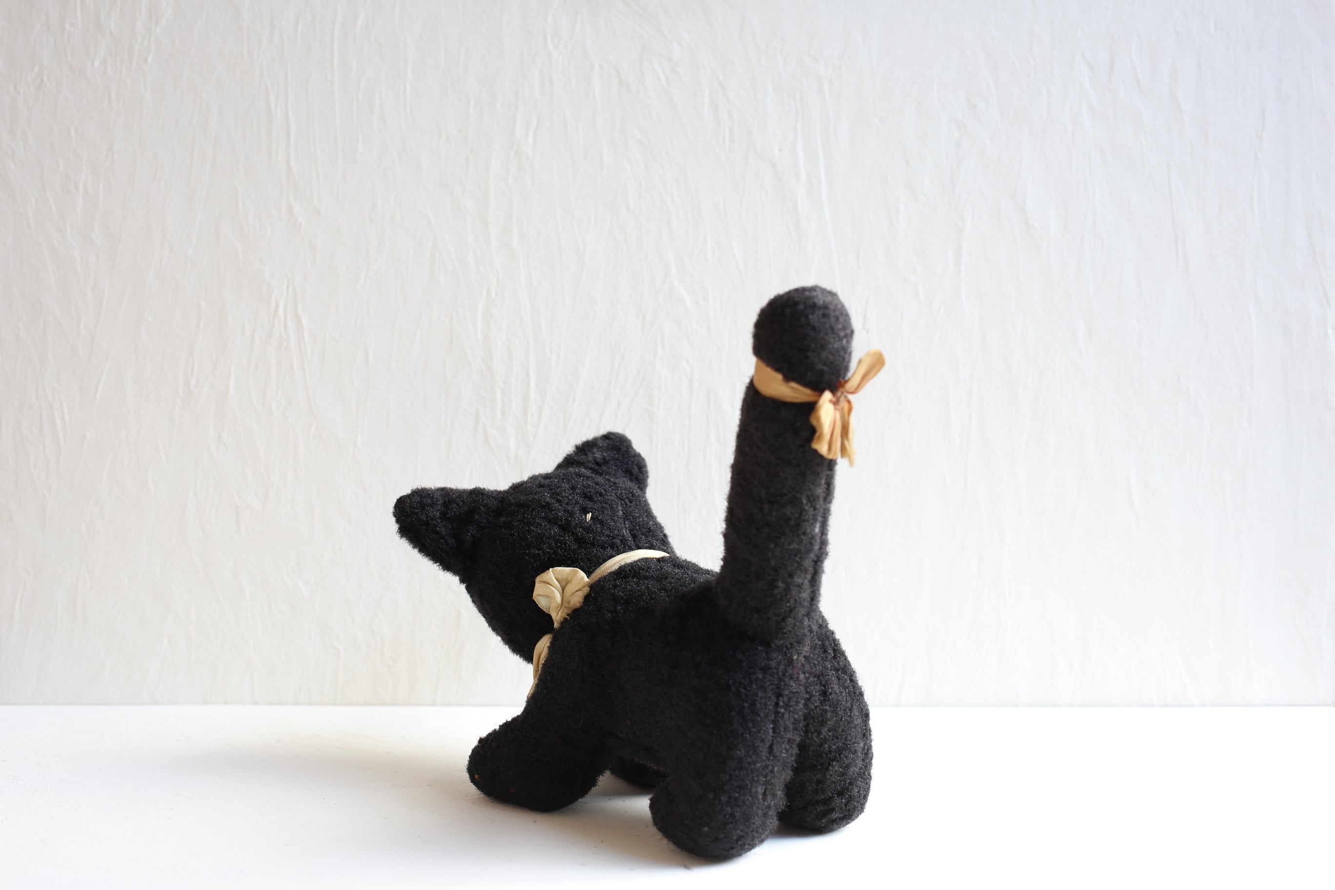 フランス アンティーク ヴィンテージ ぬいぐるみ 黒猫 約27cm N-06267