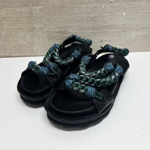 JIL SANDER ジルサンダー サンダル EU37(23.5cm位) またがり 黒 【古着  