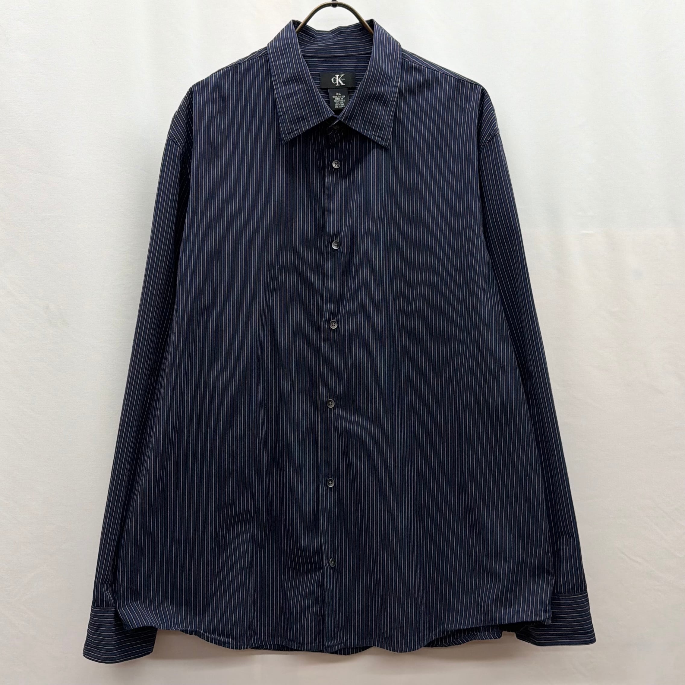 Calvin Klein】カルバンクライン ストライプシャツ ネイビー shirt
