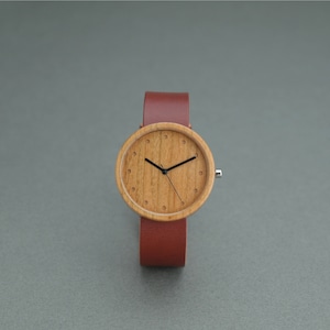Cherry wood - Organic leather Red - L