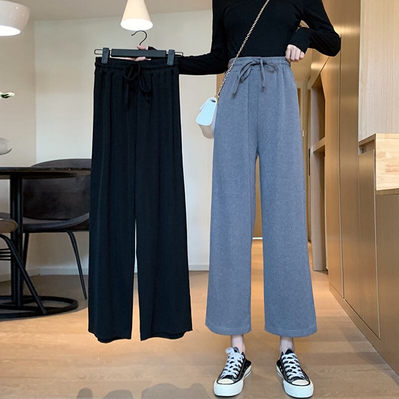 ルーズパンツ スプリングオータムハイウェストウェストブラック 春物 秋物 試着室40117121972