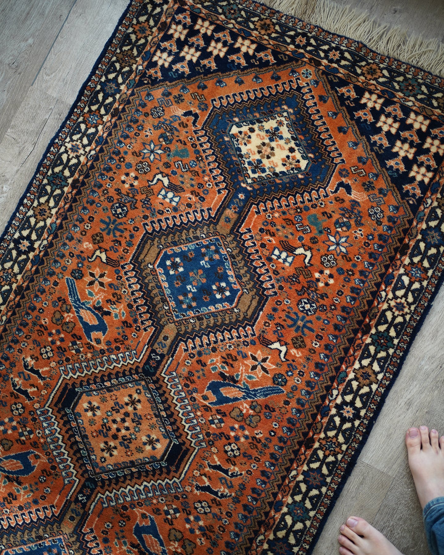 129】Vintage Persian Yalameh rug 1970's | ヴィンテージラグ専門店
