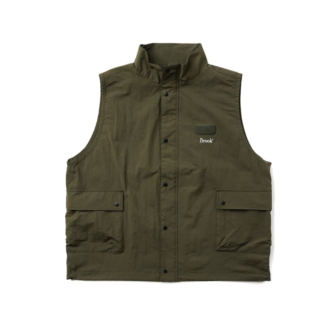 Khaki)Brook Big Pocket Nylon Vest