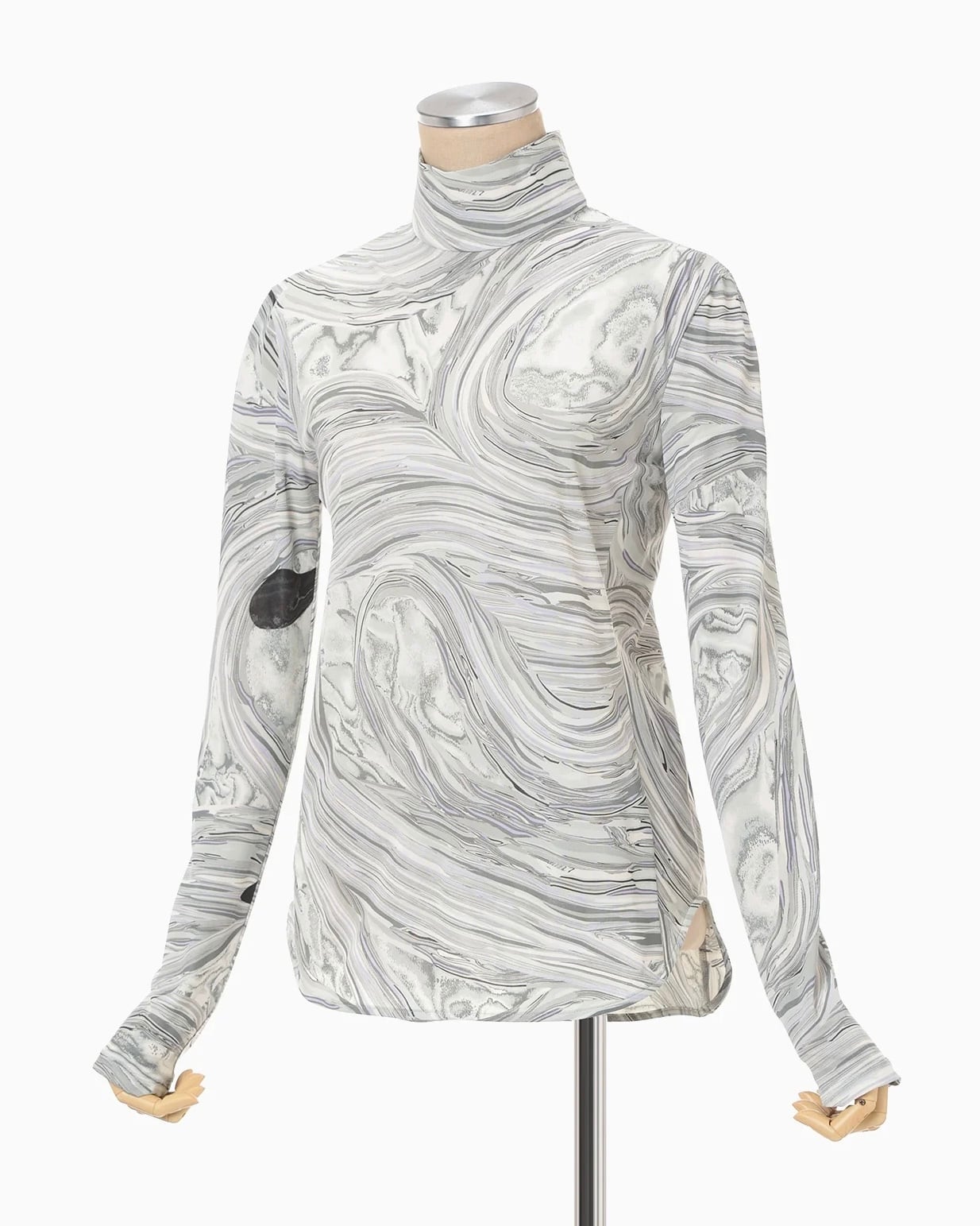 試着のみ Marble Print Jersey High Neck Top Mame Kurogouchi】Marble Print Jersey High Neck Top/grey | TOLMA.