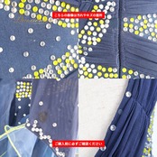 社交ダンス 衣装 Wish plus ウィッシュプラス ドレス ワンピース スタンダード ネイビー系 イエロー系 紺 黄色 フリル レース フロート デモ 競技 ダンス パーティ 発表会 レディース ふんわり 揺れる 上品 エレガント