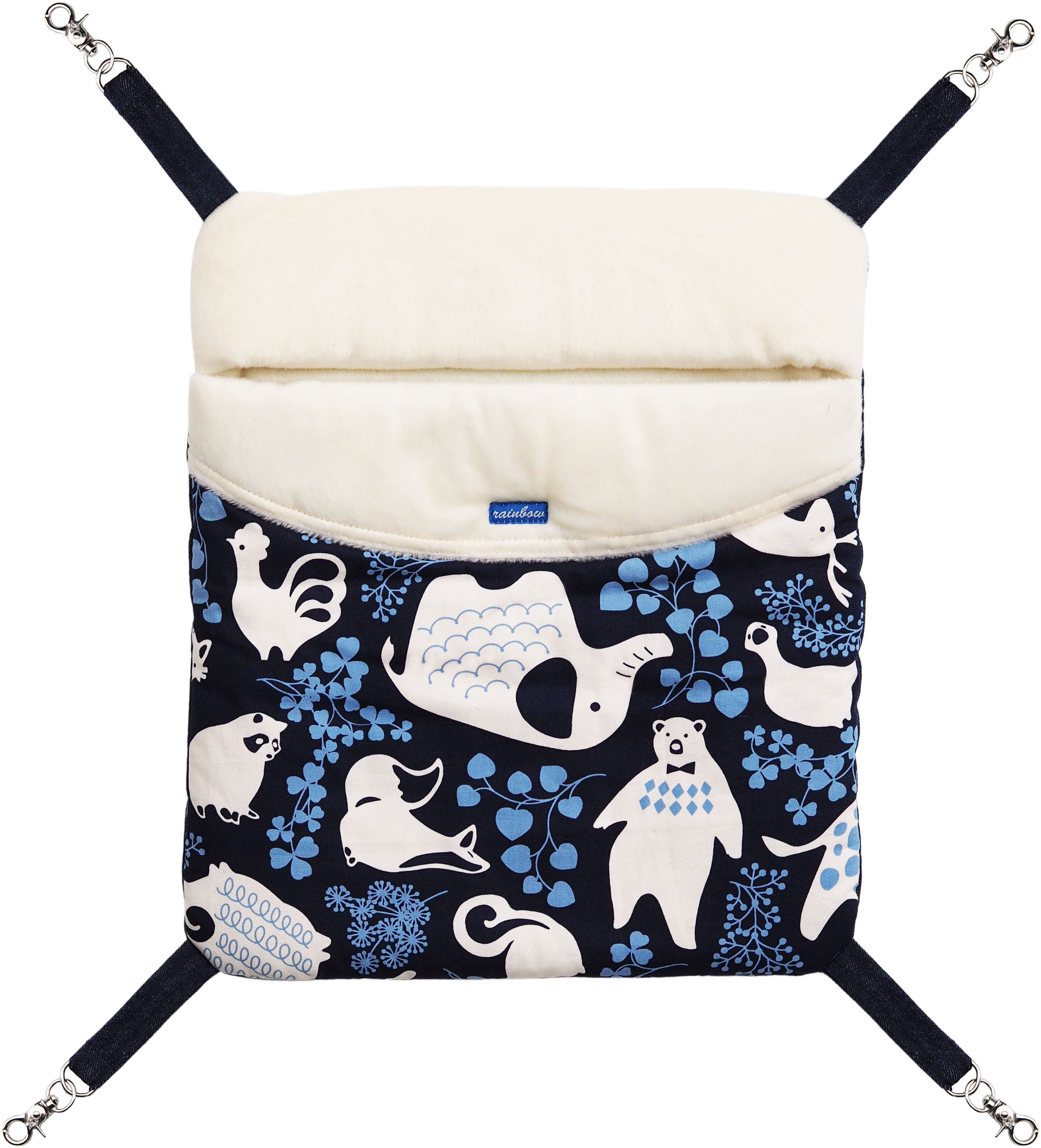 【フェレット】どうぶつ柄パクッと!ハンモック グレー/ネイビー