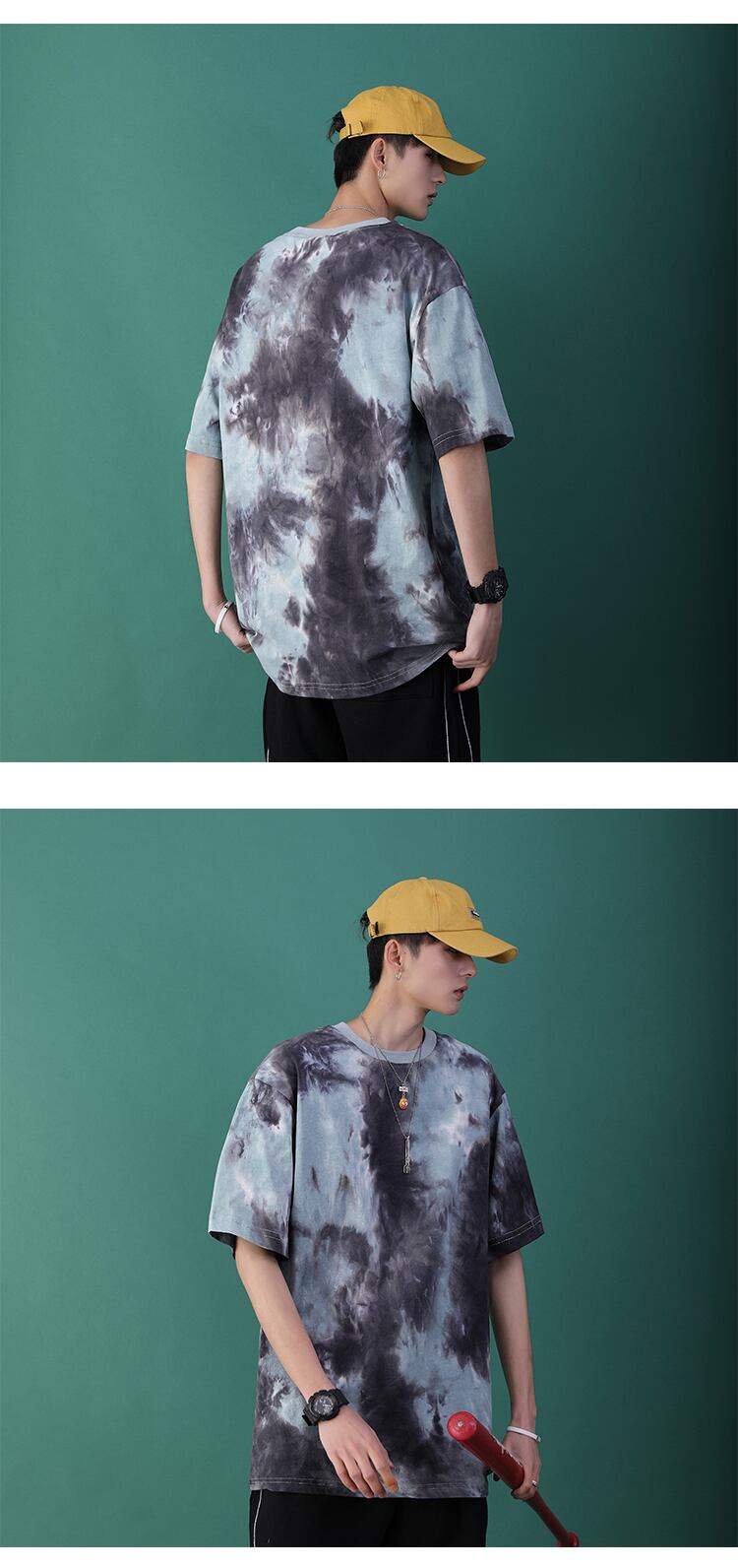 全2色 Tシャツ カットソー 総柄 カジュアル シンプル タイダイ