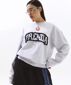 [PRENDA] TWILL PRDA APPLIQUE LOGO SWEATSHIRT HEATHER GRAY