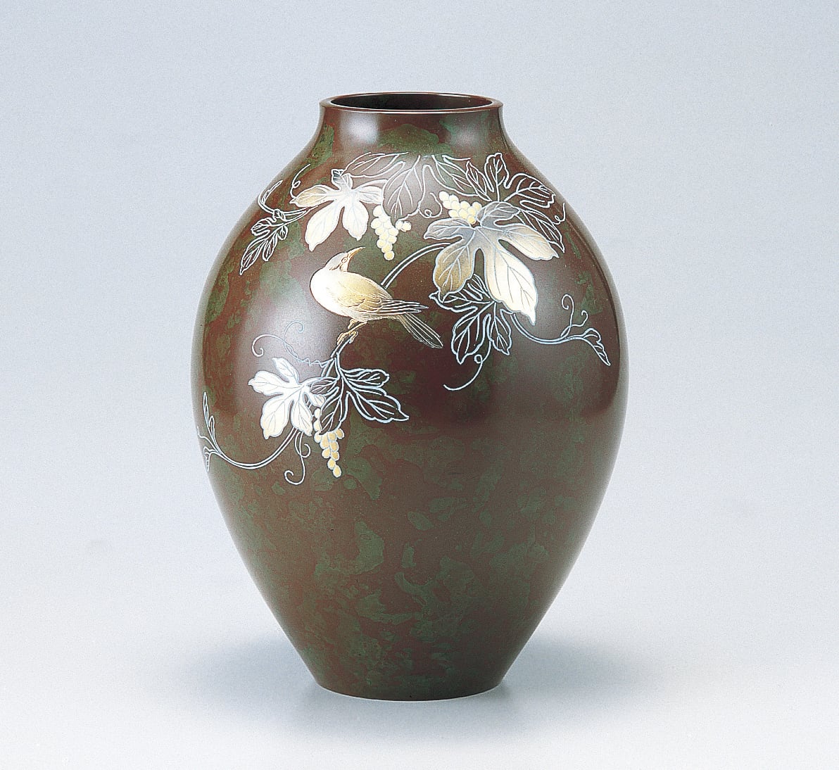 新坪形 花鳥 10号 山本秀峰作 高岡銅器花瓶 | 株式会社竹中銅器