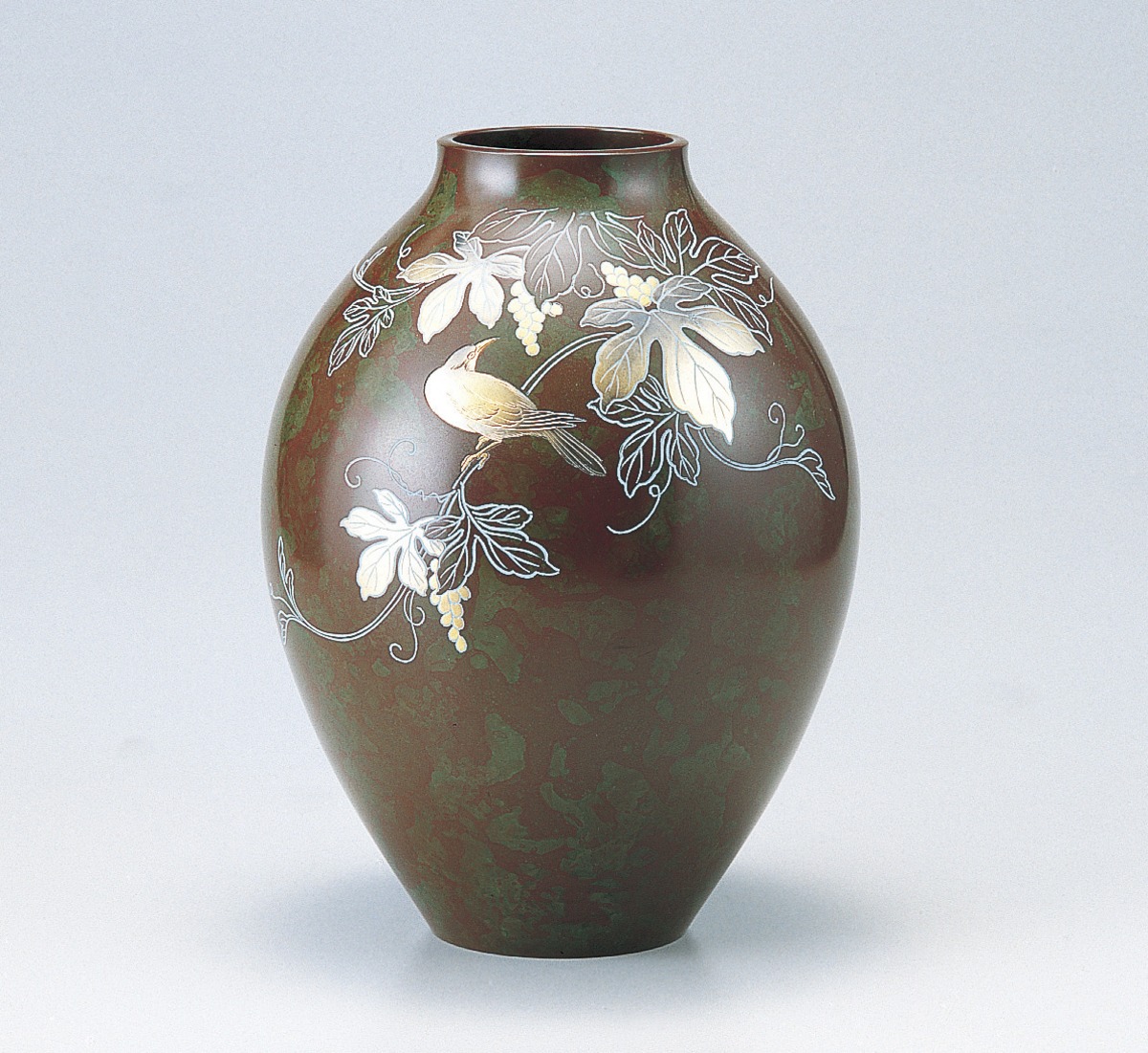 新坪形 花鳥 10号 山本秀峰作 高岡銅器花瓶 | 株式会社竹中銅器