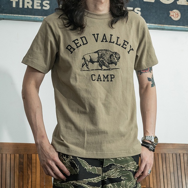 Red valley camp print short sleeve t-shirt 00295
