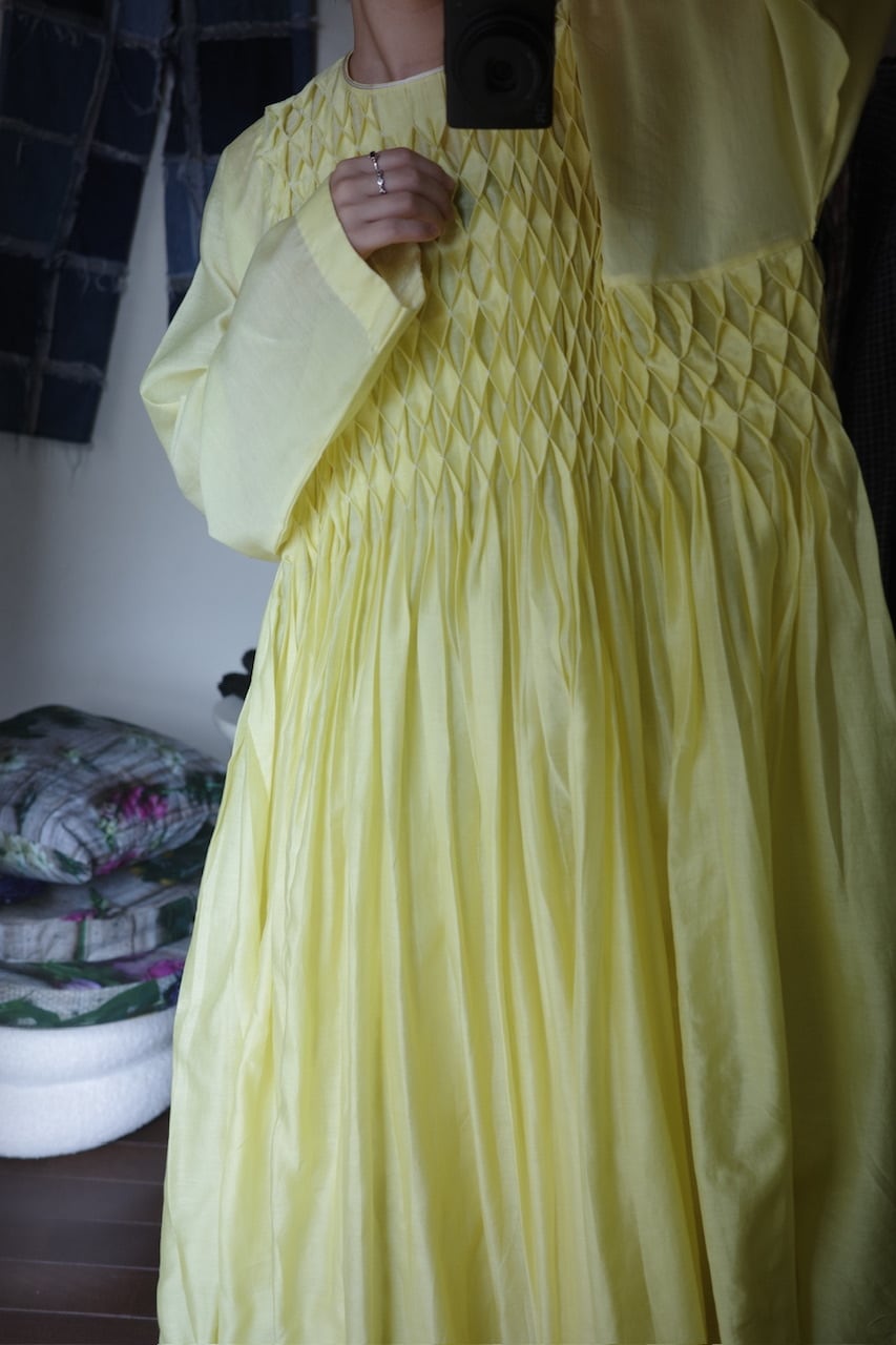 AHMEV Snowdrop Smocking Dress + Slip YELLOW | physis (ピュシス)