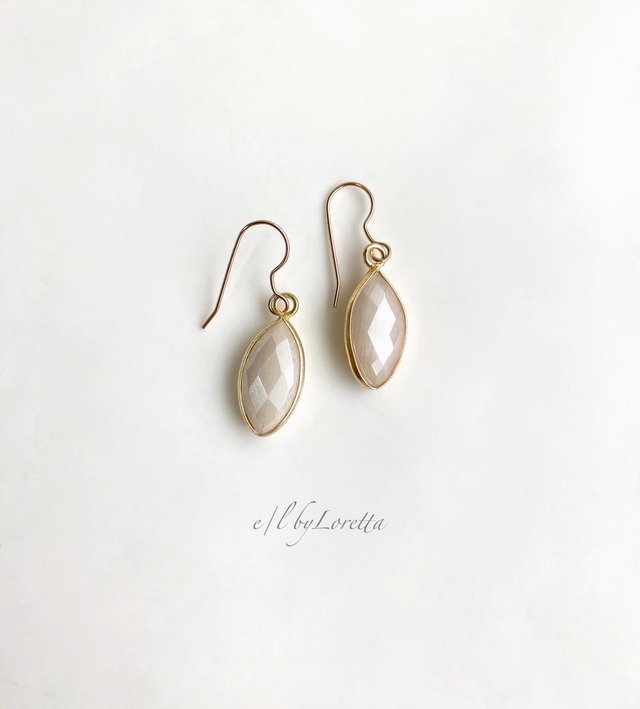 ホワイトムーンストーン marquise pierce/earring  0004