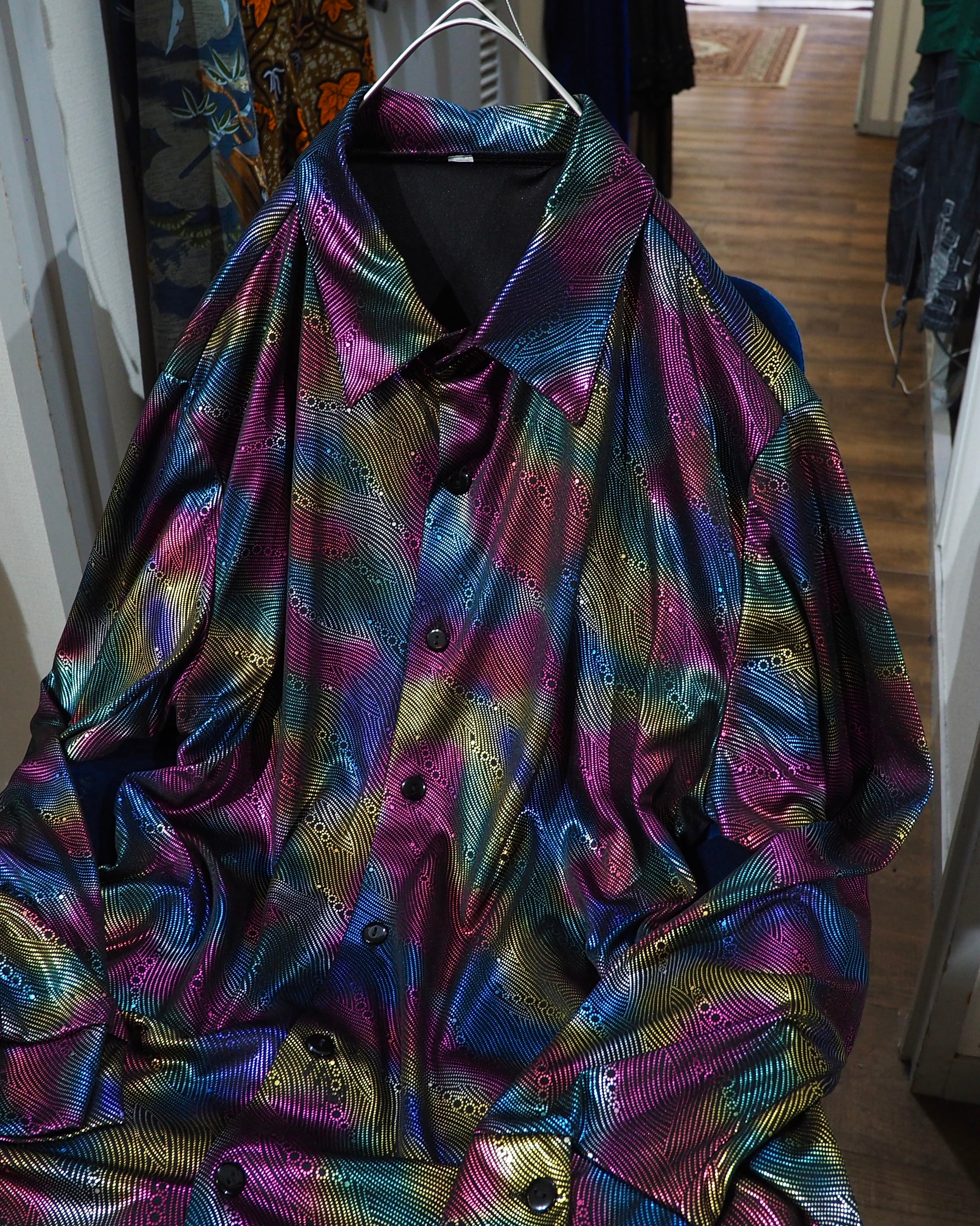 Bewitching Beautiful Purple Aurora pattern vintage Drape loose shirt