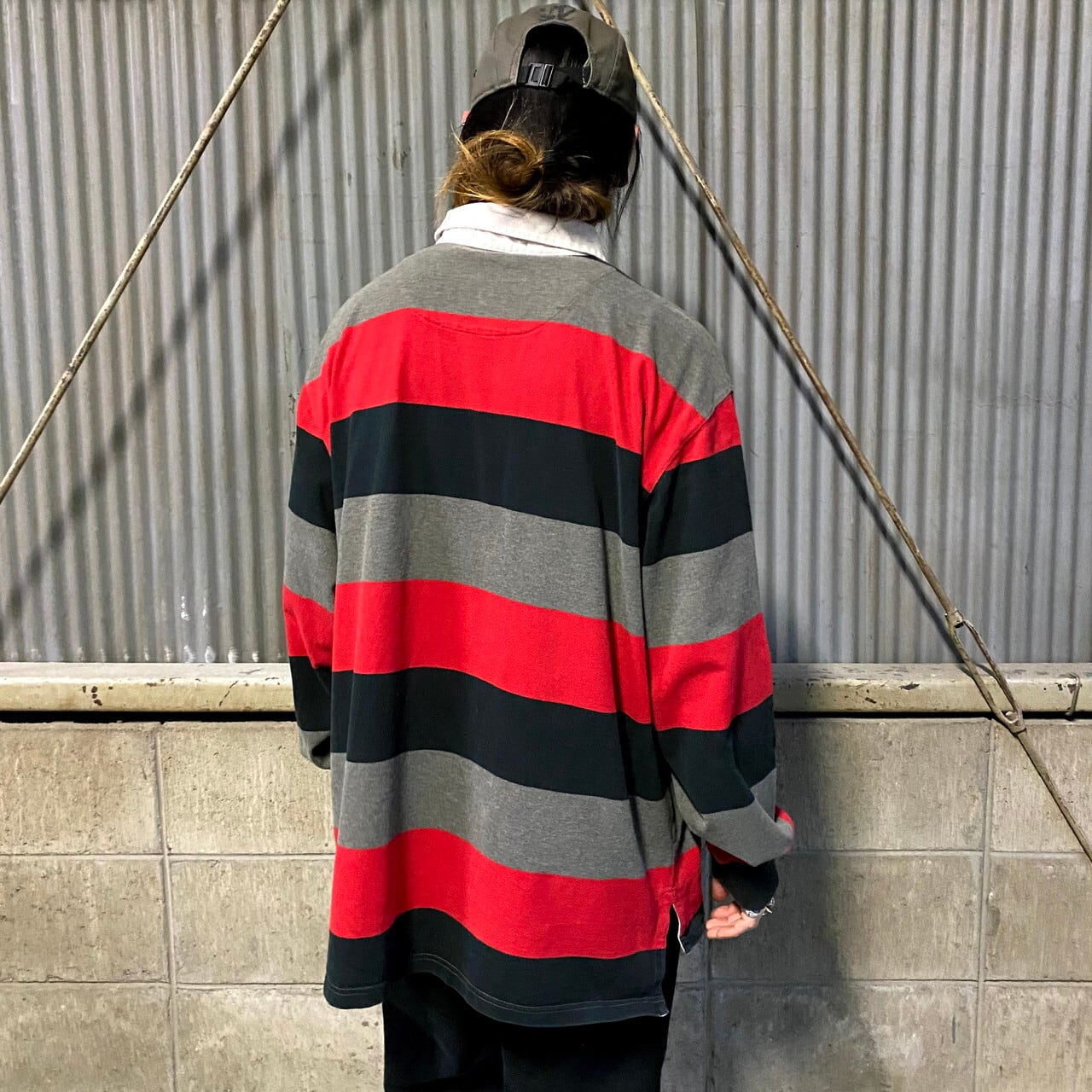 BIGSIZE 90s LANDS'END マルチボーダー ラガーシャツ LANDS' END