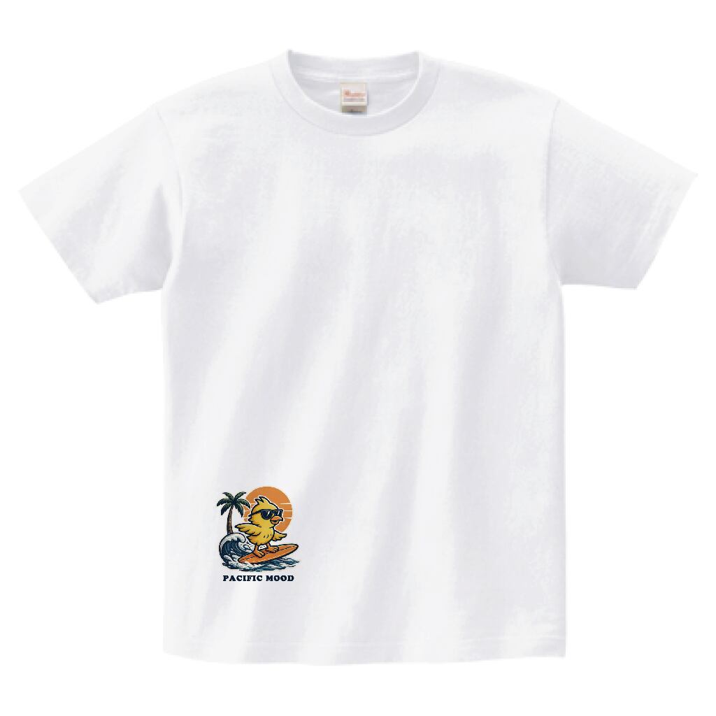 "PACIFIC MOOD"サンセットサーフミニマルTシャツ