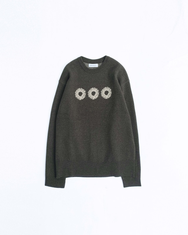 [999HUMANITY] EVERYDAY LOGO CREWNECK KNIT (MOSSY GREEN) 正規品  韓国 ブランド 韓国ファッション 韓国代行 999 ヒューマニティ HUMANITY 日本 店舗