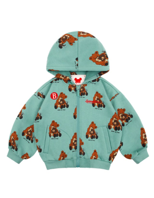 [BEBE DE PINO] All over hug bear hooded zip up jacket 正規品 韓国ブランド 韓国ファッション 韓国代行 韓国通販 ベベドピノ bebedepino 日本 店舗 韓国 子供服