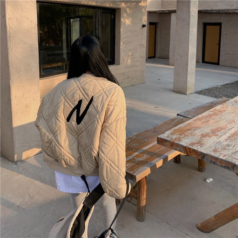 ジャケット レディーススタイル格子柄ルーズトップス コットン ウィンター 冬物 ブラックストロベリース1205061664