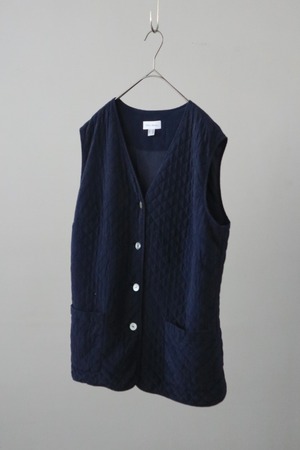 Euro navy silk quilting vest