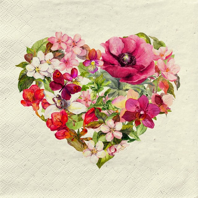 【FASANA】バラ売り2枚 ランチサイズ ペーパーナプキン flower love ナチュラル