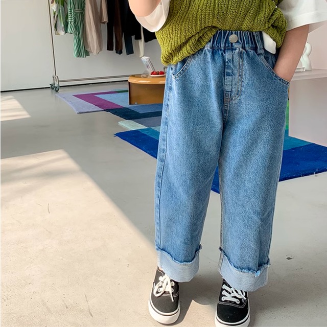 roll up denim pants 90cm～150cm (bt-028)