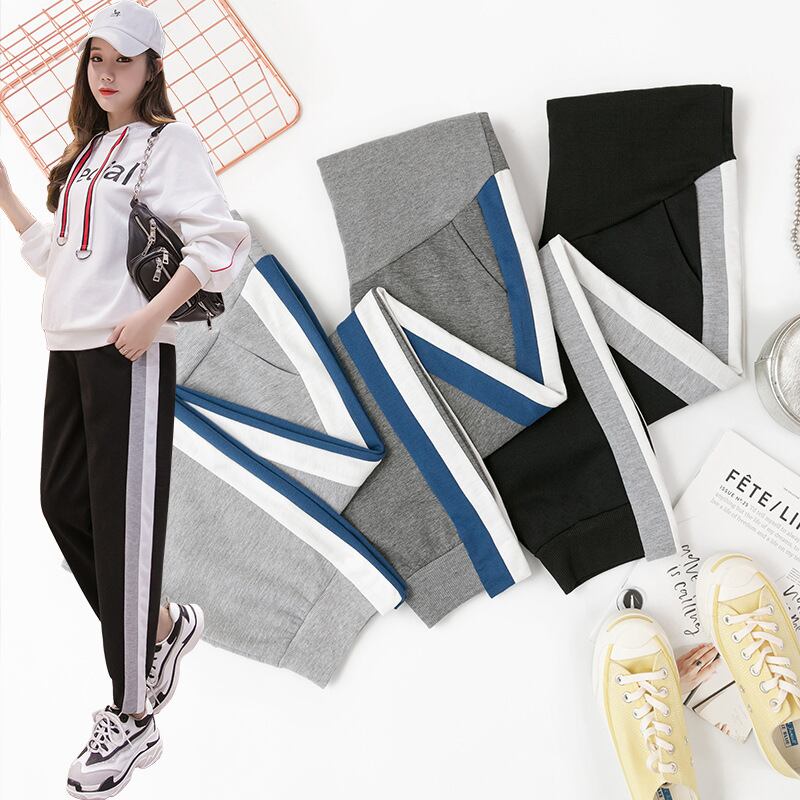 【新作】【送料無料】 マタニティウェア2020秋新しいルーズカジュアルスポーツパンツ、流行のマザーサイドリブステッチ妊娠中の腹サポートパンツ-アリババ オータム 秋物 expec293195401569