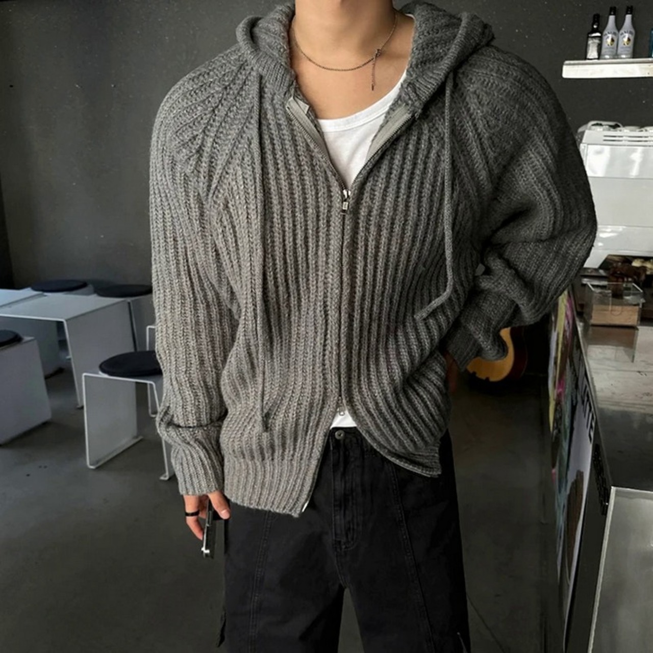 ルーズフィットニットパーカ　1253