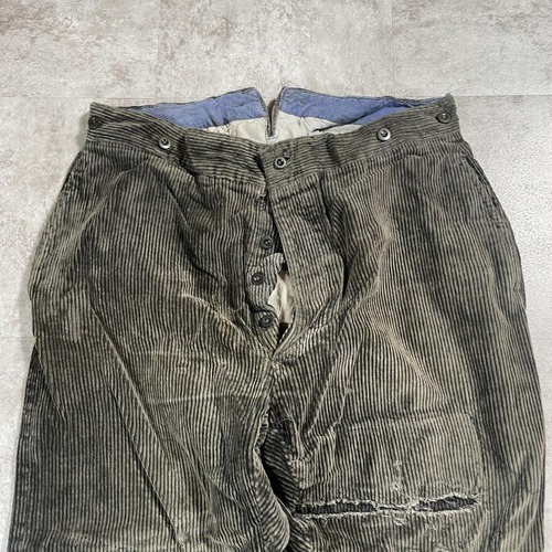 30-40s フレンチワーク 太畝コーデュロイ 墨黒 パンツ W35 詳細写真4