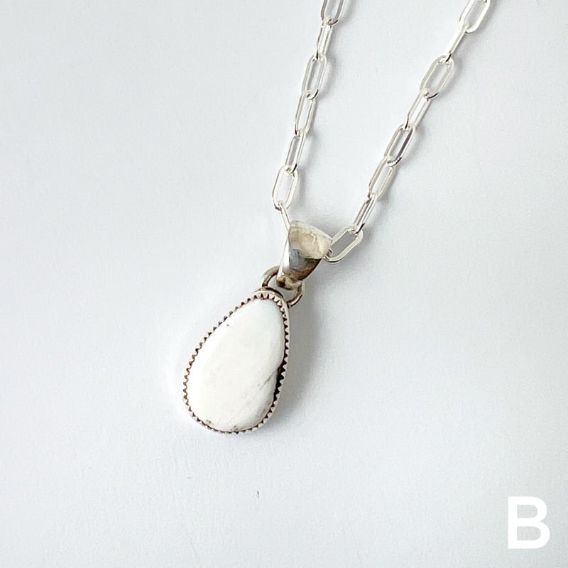 Indian Jewelry 》ホワイトバッファロー シンプル ドロップ ネックレス