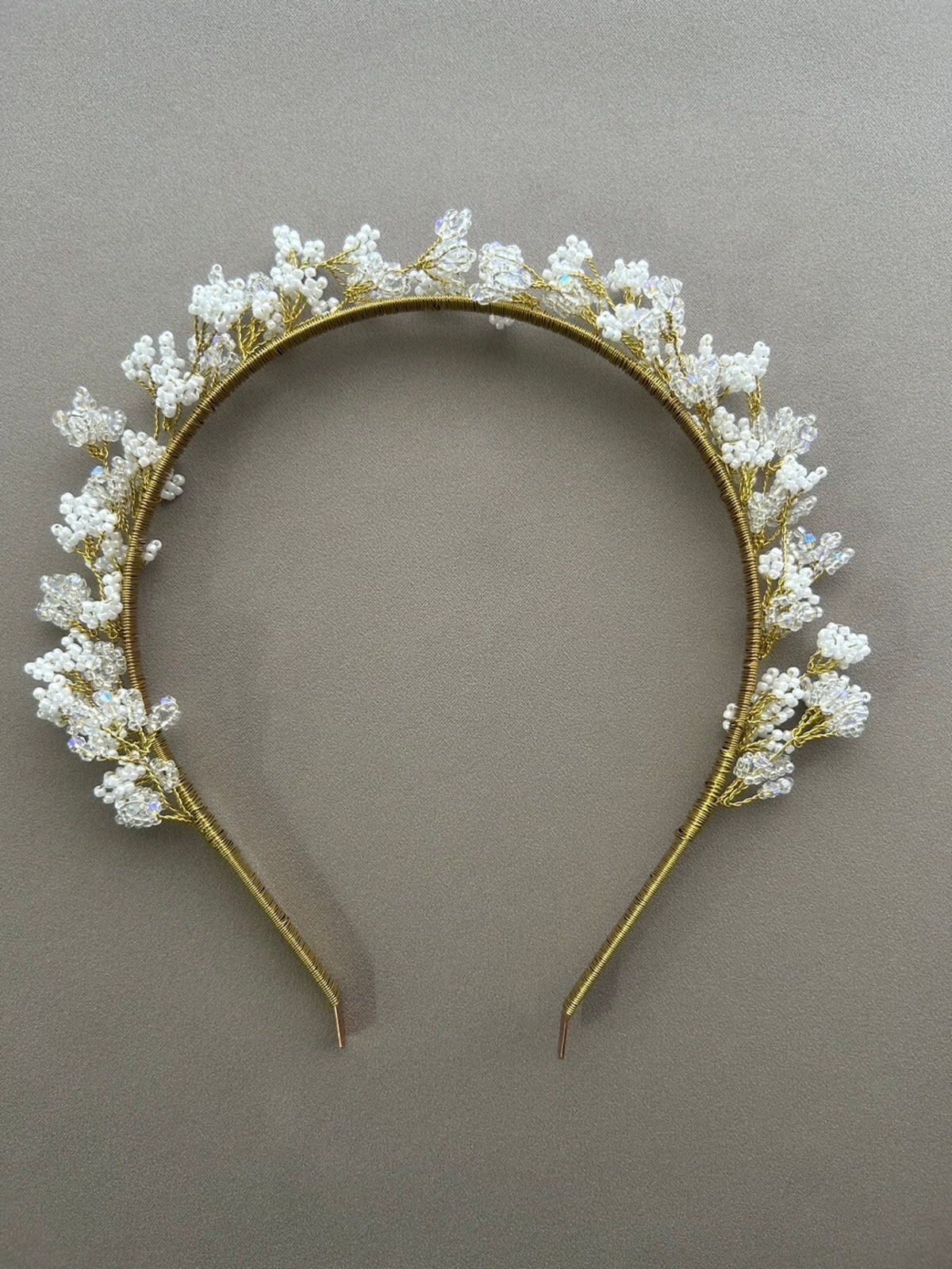 Flower beads bouquet headband BJ186 AiLEブライダルアクセサリー・ウェディングベール
