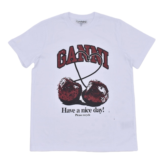 【GANNI】Basic Jersey Cherry Relaxed T-shirt
