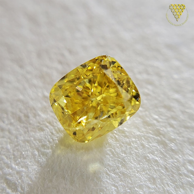 0.286 ct Fancy Vivid Yellow I1 CGL 天然 イエロー ダイヤモンド ルース クッション シェイプ