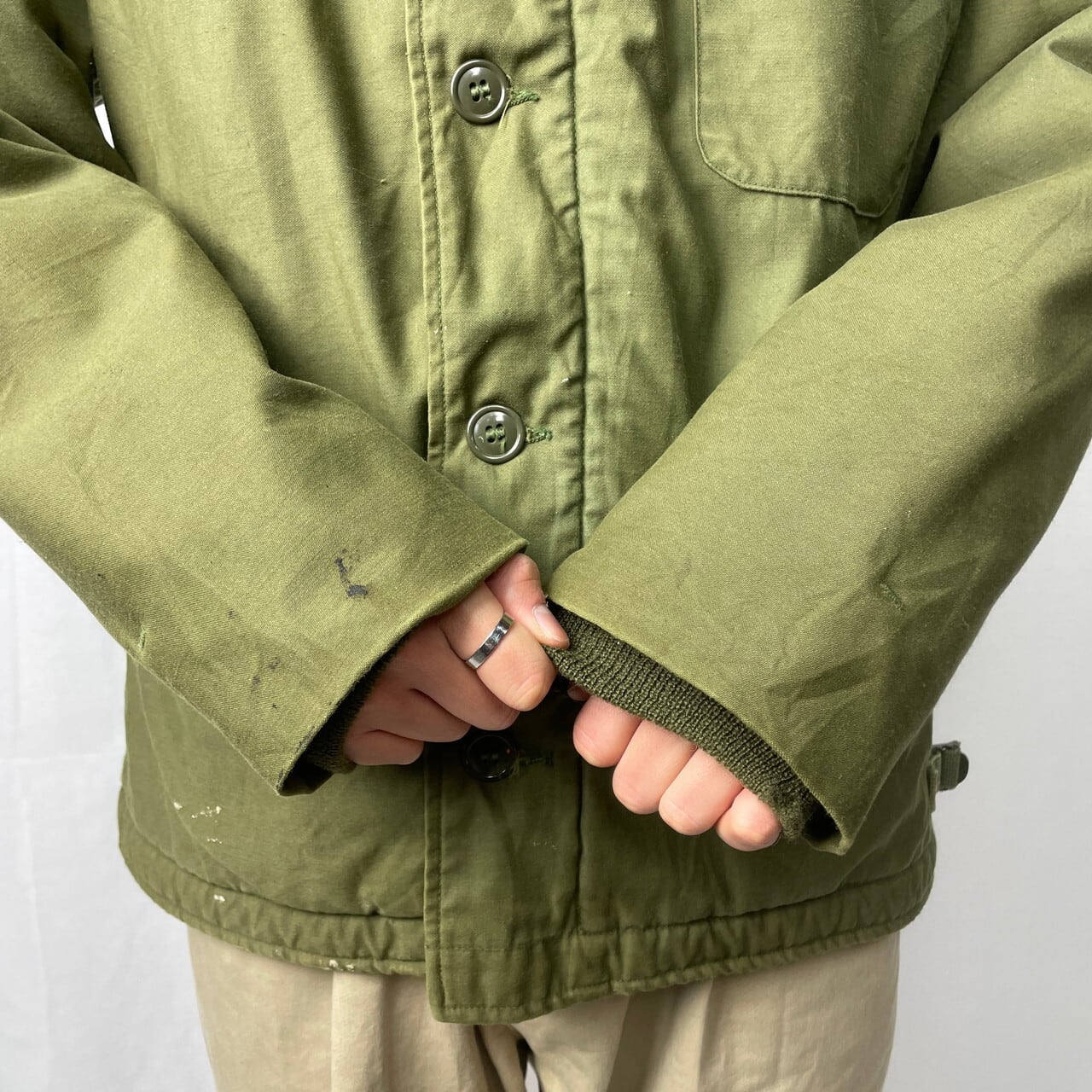 70年代 米軍実品 U.S.NAVY A-2 デッキジャケット MEDIUM メンズL相当