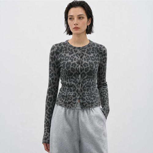 Leopard fitted cardigan A00256