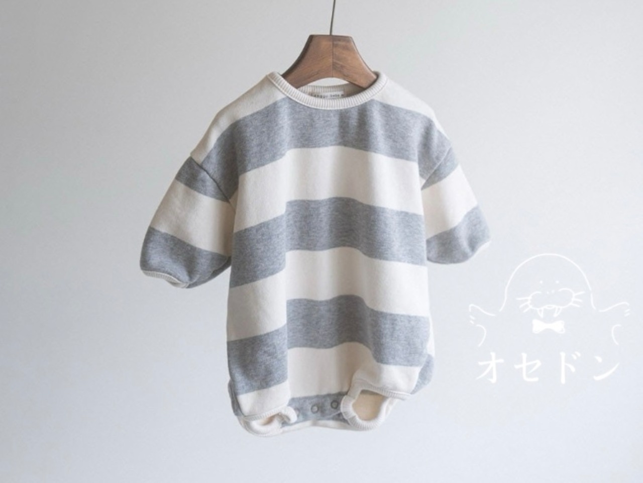 【anggo】デニッシュロンパース ストライプ 60〜80cm  240103 - 1