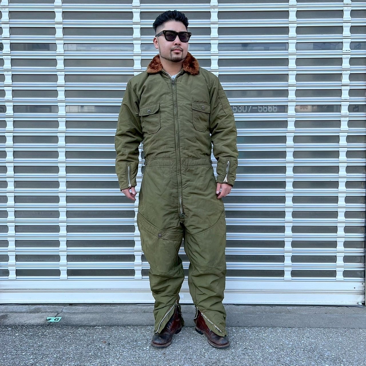 40s 米軍実物 U.S.NAVY 黒タグ AL-1 フライトスーツ カバーオール