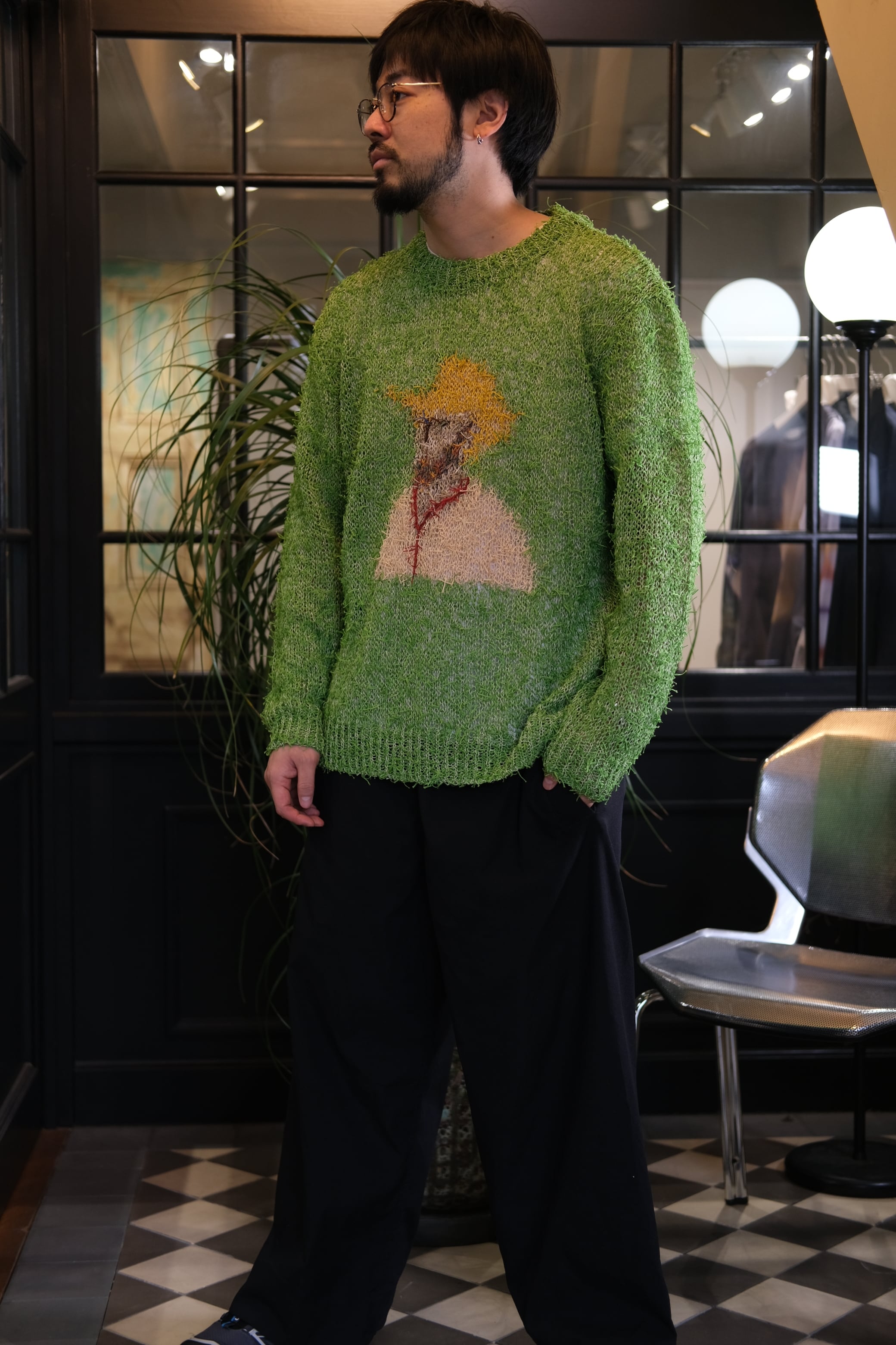 kota gushiken】Summer Van Gogh Long Skeeve Top - green | loop