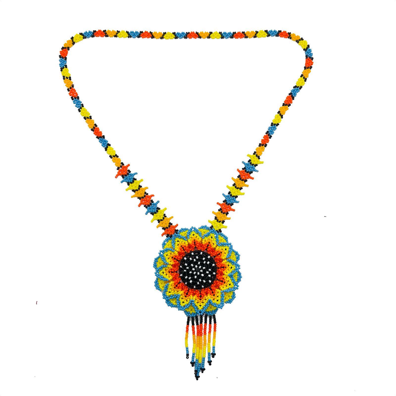 ウィチョル族ビーズネックレス Huichol Bead Art Accessory Sunflower Necklace