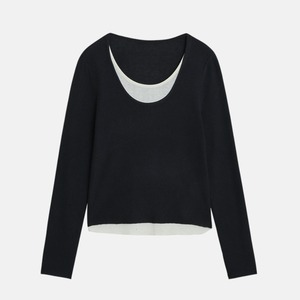 fake two-piece knit pullover　J00090