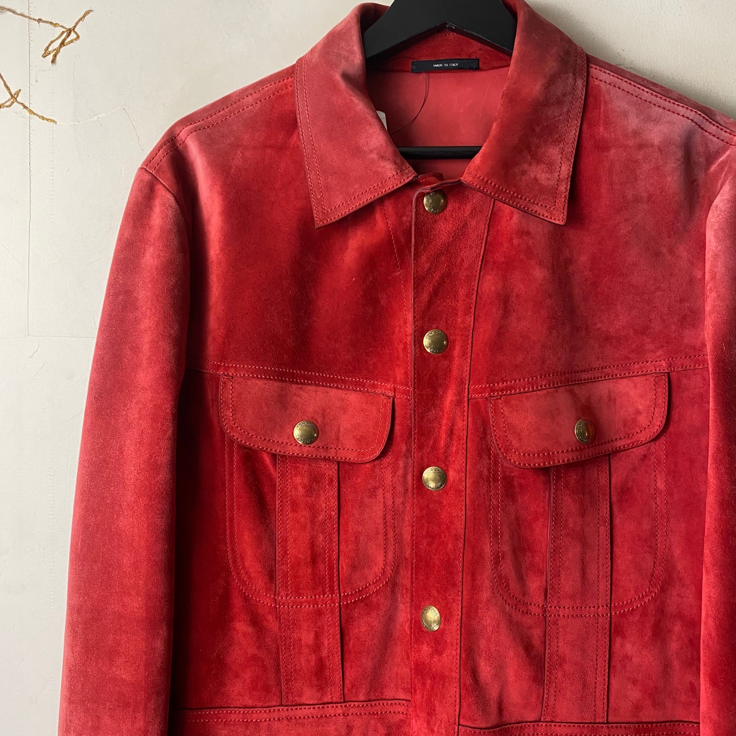 TOM FORD red color “cashmere suede” safari jacket | NOIR ONLINE