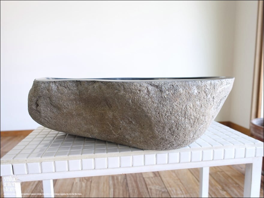 手洗鉢 自然石 洗面ボウルL-A67 洗面器 手洗いボウル 手洗い器 ウォッシュボウル 洗面資材 洗面材料 W54 x D40 x H16cm idawash