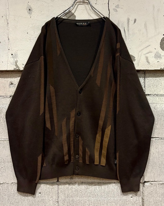 【Caka otto】 Fake Suede Switching Vintage Loose Knit Cardigan