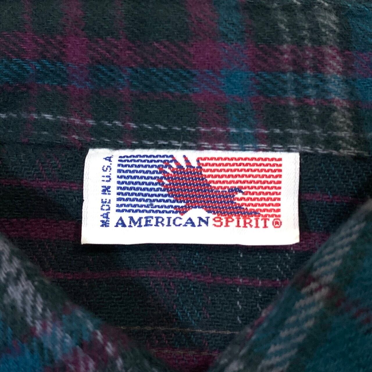 80s USA製 ビンテージ ■ AMERICAN SPIRIT チェック 長袖80sUSA製ビンテージ