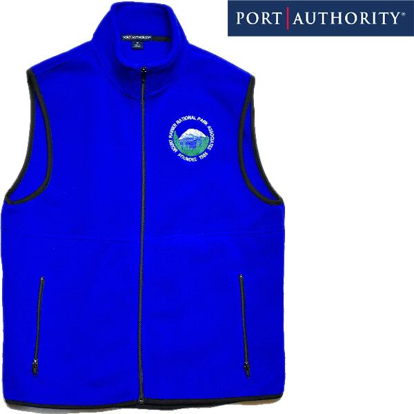 1点物◇PORT AUTHORITYロゴ刺繍フリースベストUS古着メンズML