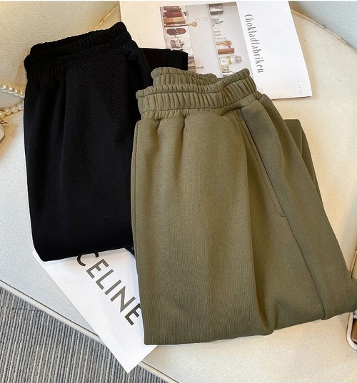 【大きいサイズM-4XL】【秋冬新作】裏起毛ファッションパンツ♪ブラック/グリーン2色展開◆#sertc-2t92527