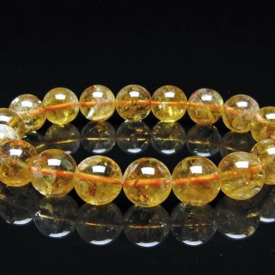 シトリン ブレスレット 虹入り 11mm シトリンクォーツ ブレス メール便可 一点物 111-50476