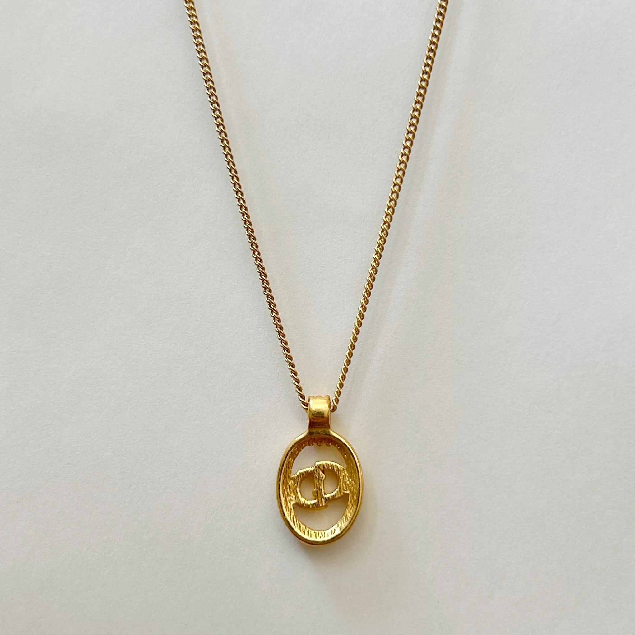N5484】Christian Dior oval cut out necklace/クリスチャンディオール